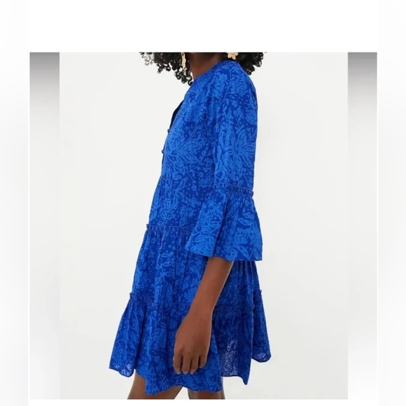 Hyacinth House Tuckernuck Quidnet‎ Ruffle Tiered Short Mini Dress Blue SMALL - Picture 2 of 7